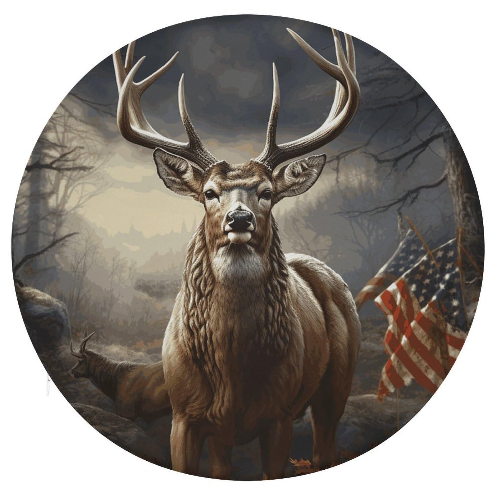 FekiLoot Deer Hunting Season Seat Cushion Comfort Memory Foam Seat Cushion Chair Pad Soft Round Stool Cushion Chair Cushion Removable Washable Cover for Home Office Outdoor Bistro 15.35 Inch