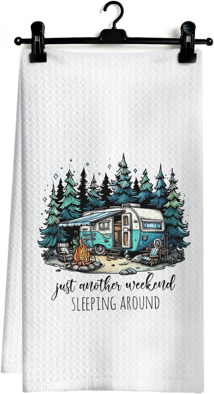 Forest Camping Kitchen Dish Towels, Gifts for Camping Lovers, Camper Gifts for Women Men, Just Another Weekend Decorative Hand Tea Towels for Kitchen Bathroom, 16x24 Inch