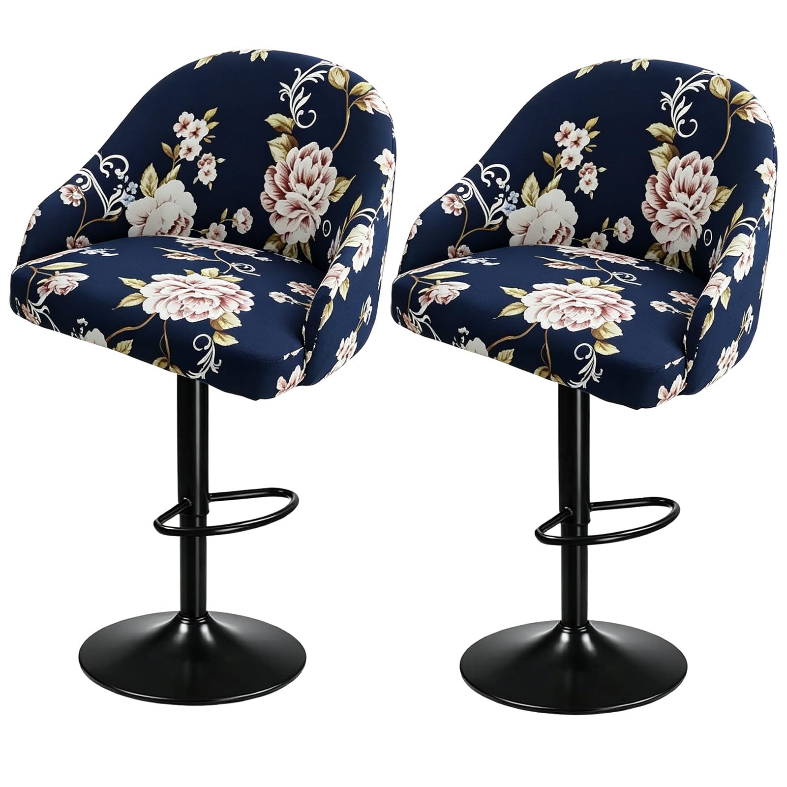 Bar Stools Cover,Short Back Chair Cover, Swivel Chair Slipcovers With Back, Stretch Bar Stool Chair Slipcovers With Round Backs Arms Curved Accent ,Counter Bar Stool Cover For Armchair,Kitchen Island(