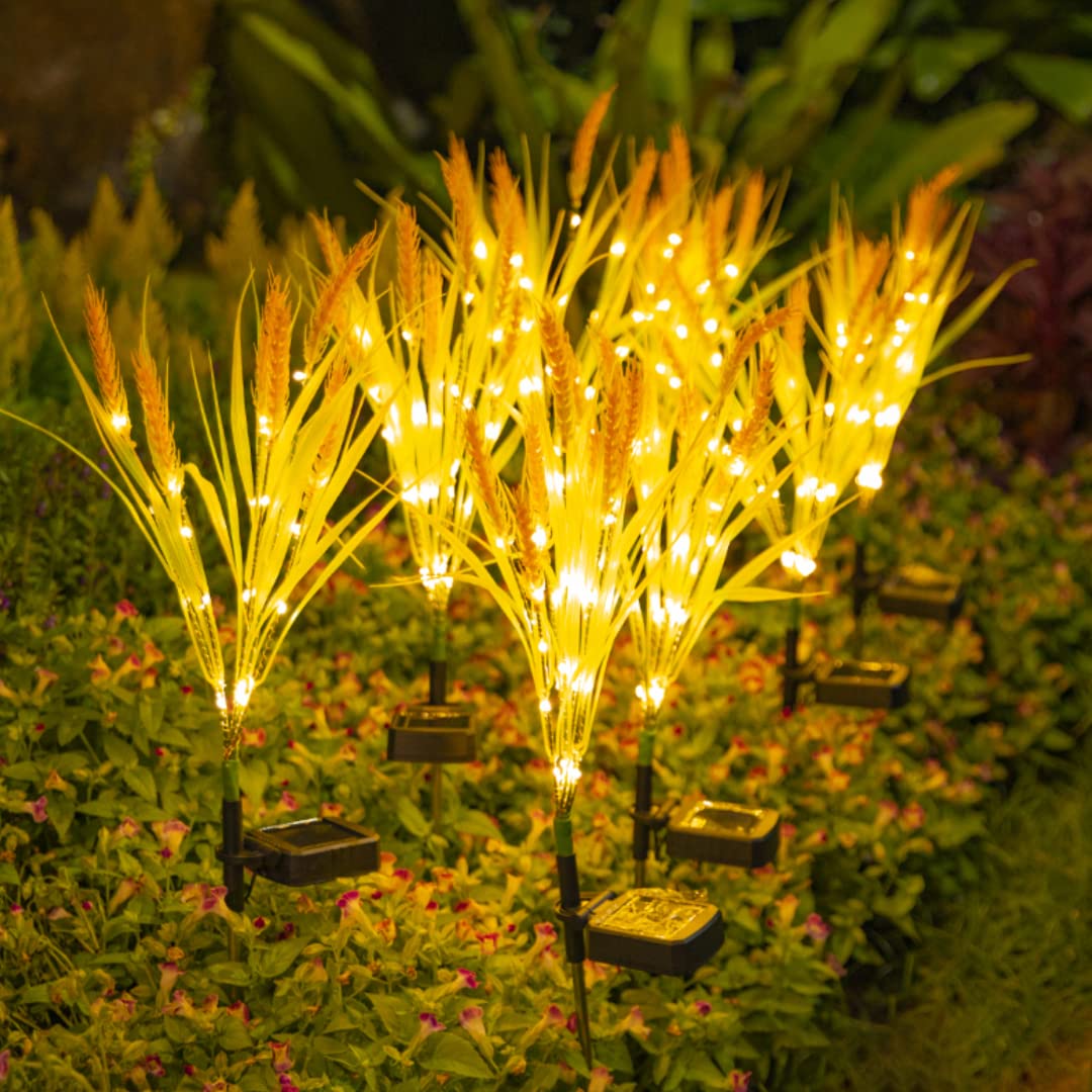 GUANSHAN 2 PC Outdoor Solar Lights, Wheat LED Lights, Flower Solar Lamp, Led Solar Lawn Light, Perfect for Garden, Yard, Patio, Walkway