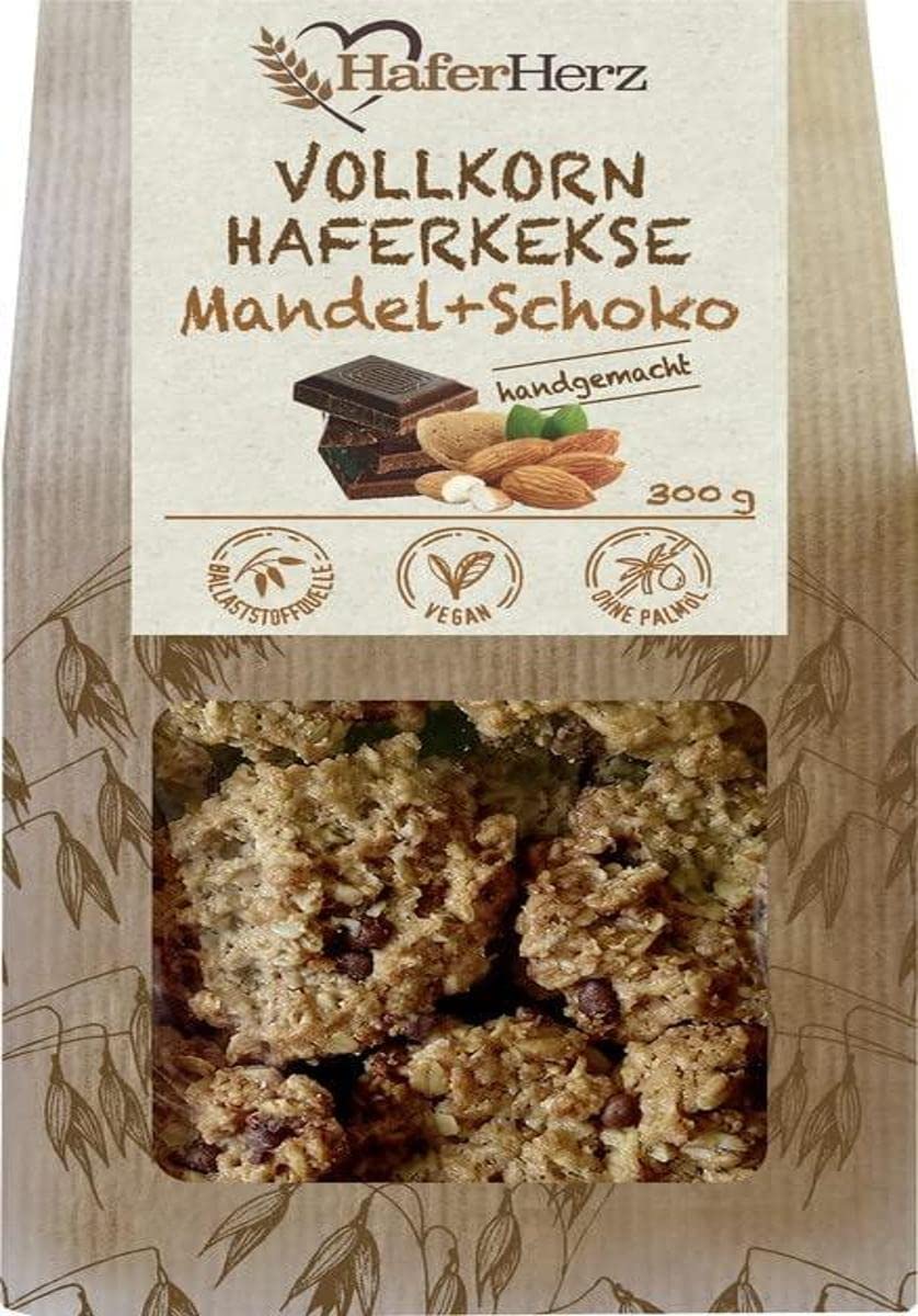 HaferHerz Vollkorn Haferkekse Mandel-Schoko, 300 g