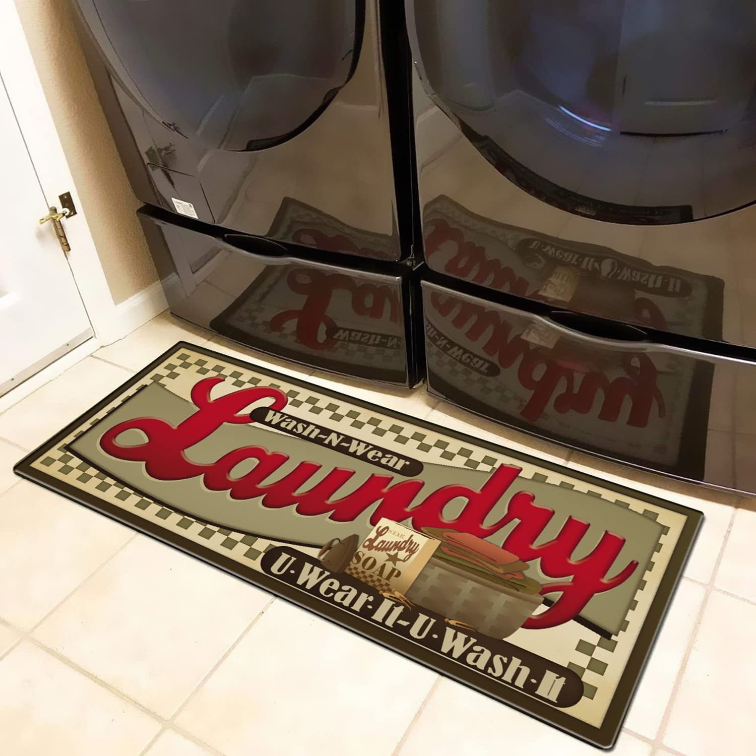 UKELER Laundry Rug Runner Nonslip Rubber Mat Floor Runner for Laundry Room Decor, 48''×20''