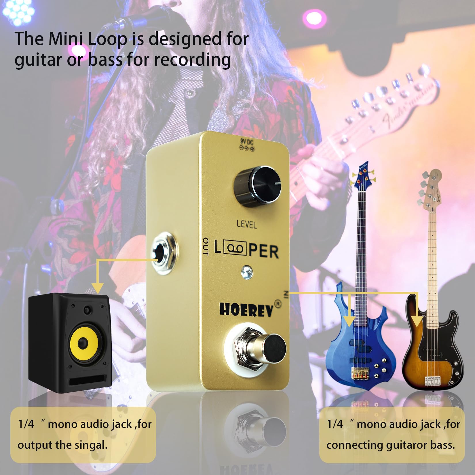 HOEREV Guitar Loop Stazione Effetti Looper Per Chitarra Nessun Alimentatore Incluso