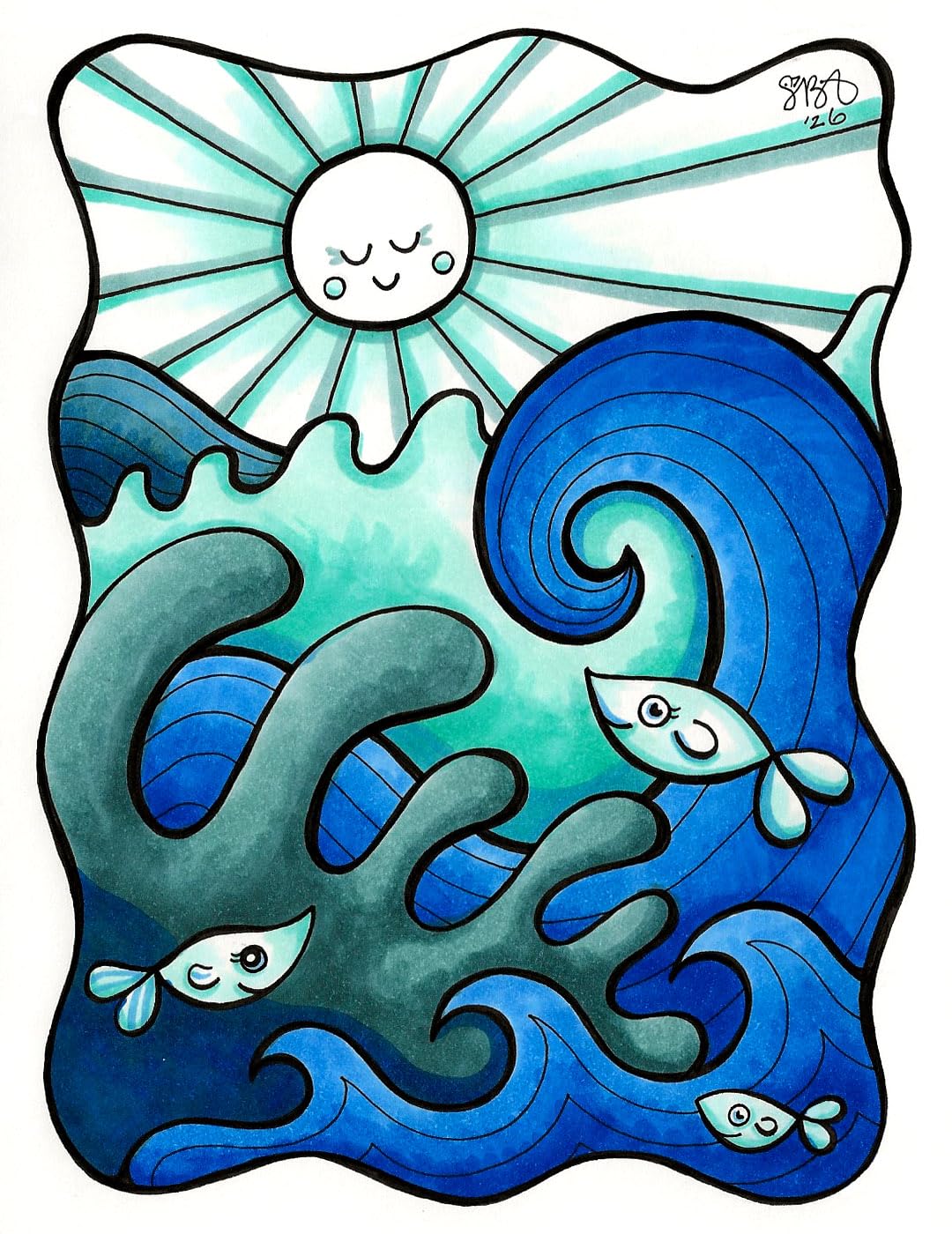COPIC Sketch Set "Sea & Sky", 6 Twin Marker mit einer mittelbreiten und einer Brush-Spitze