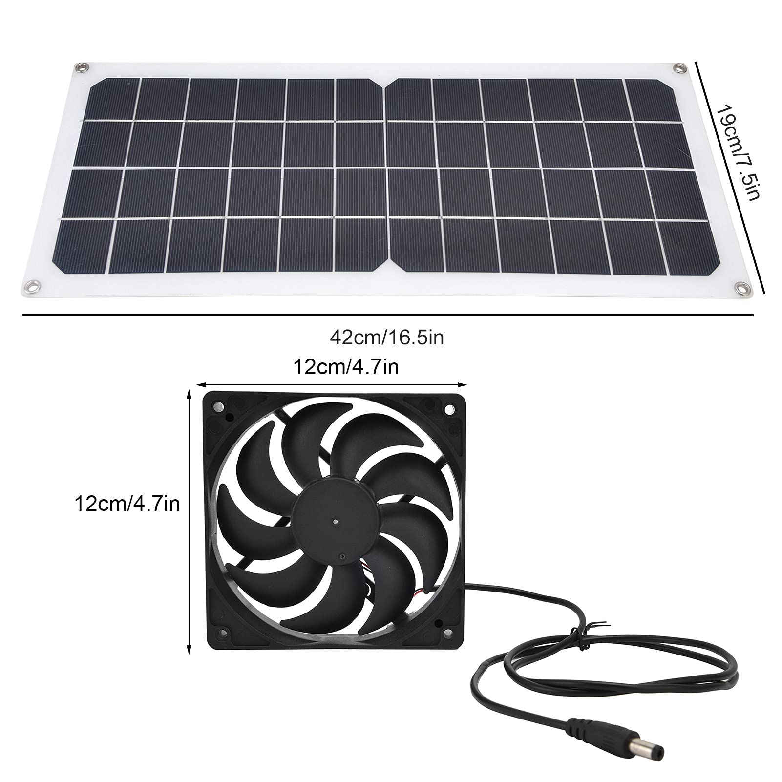Pannello Solare Fotovoltaico 10W con Kit Ventola Porte USB Femmina per Auto Barche Aerei Satelliti