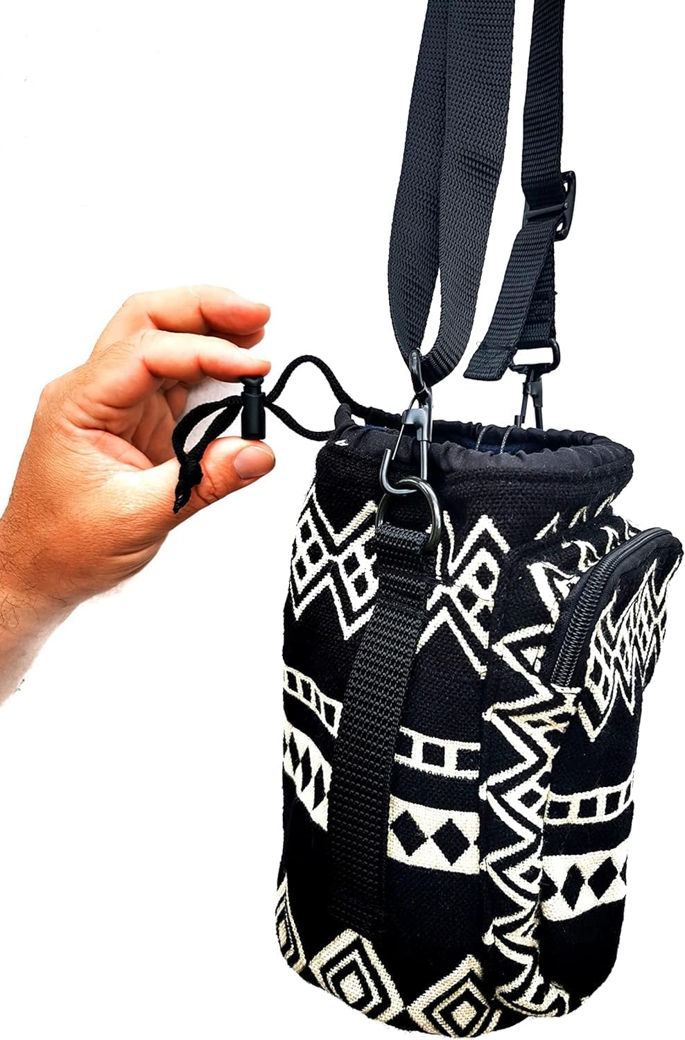 Off the Grid Water Bottle Holder with Strap & Pocket for Phone, Card, Cash or Keys | Bottle Sleeve Carrier for Walking, Backpacking | Hydro and Iron Flask Sling Bag | Camping Accessories