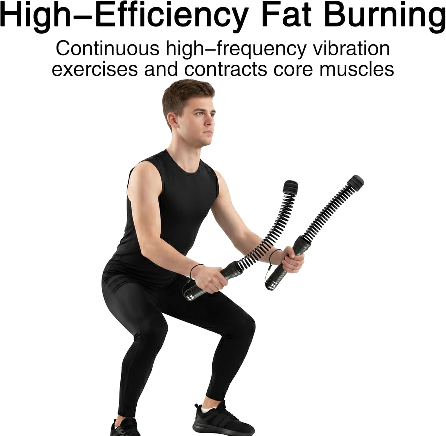 2Pcs Weighted Ropeless Battle Ropes, Heavy Duty Portable Cordless Battle Ropes for Home Gym with Poster, Workout Exercise Rope for Strength Building, HIIT and Low-Impact Aerobic Training for Men & Women Black
