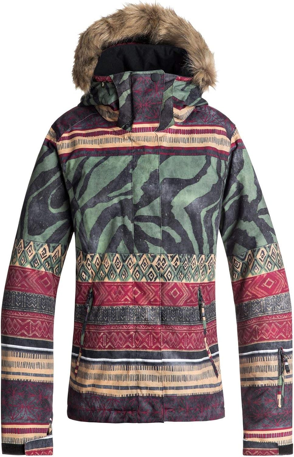 Roxy Women's Jet Ski SE Snow Jacket Insulated, True Black_Wild Ethnic