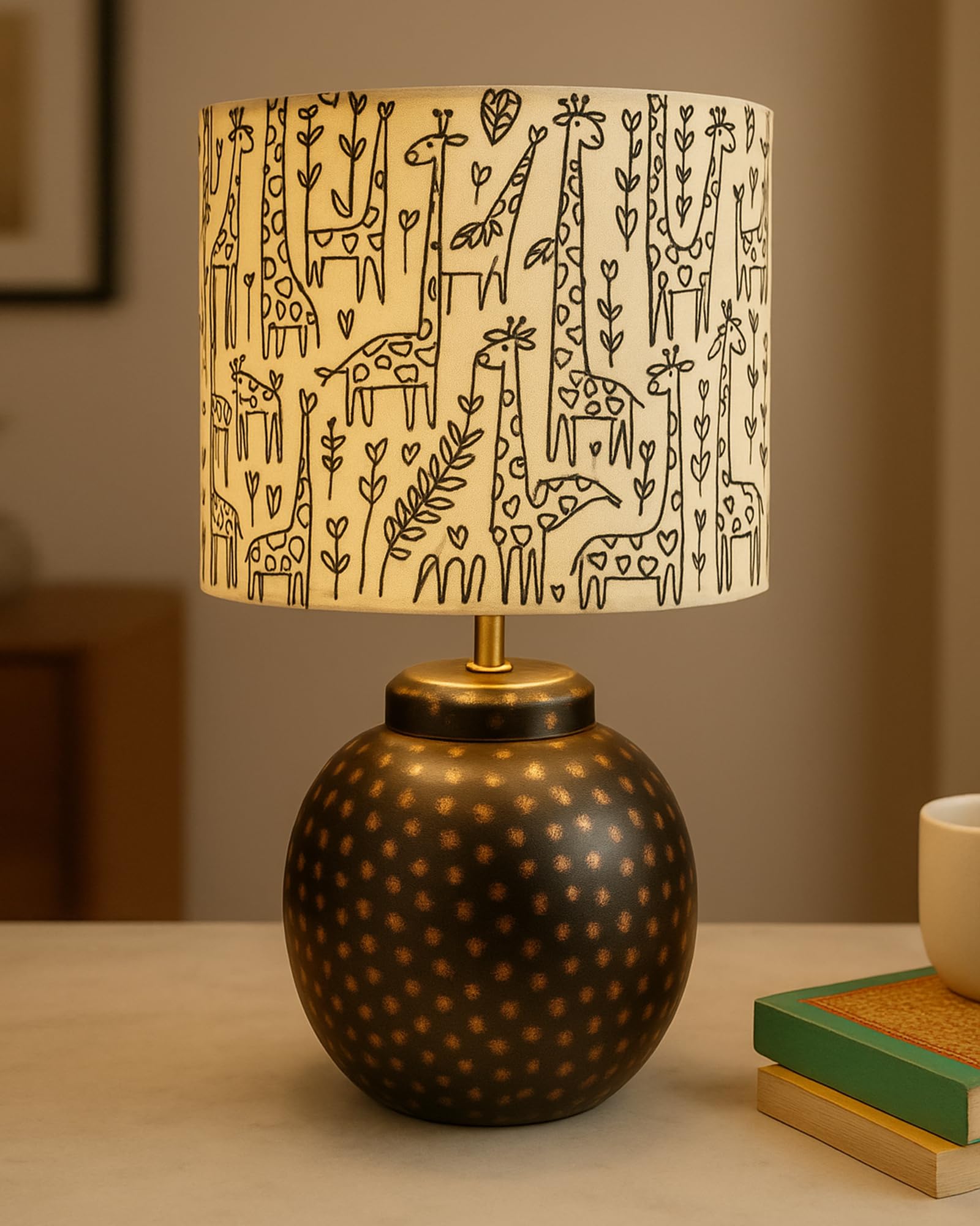 Homesake® Ginger Jar Antique LED Table Lamp Hammered Oil-Rubbed Bronze Metal for Living Room Family Bedroom, (Savannah)