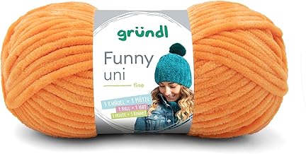 Gründl Funny Plain Wool - Soft Chenille Wool for Crocheting - Cuddly and Skin-Friendly - 100% Polyester - 1 Ball 100 g / 120 m - Needle Size 5-6 - Saffron