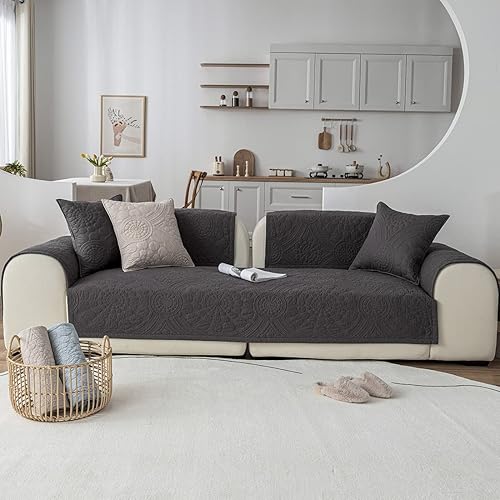 Miniatura 9 de vctops Funda para sofá con bordado bohemio de algodón, antideslizante, suave, lavable, protector de muebles para niños, perros y mascotas (azul, 36