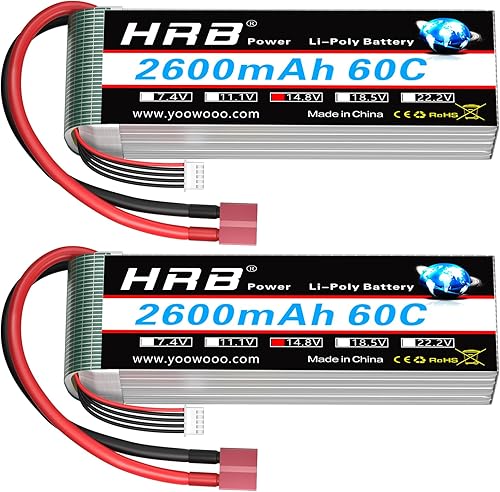 HRB 2 unids 4S 2600mAh Lipo Batería 60C 14.8V RC Lipo Batería Compatible con RC Car RC Avión RC Camión RC Barco