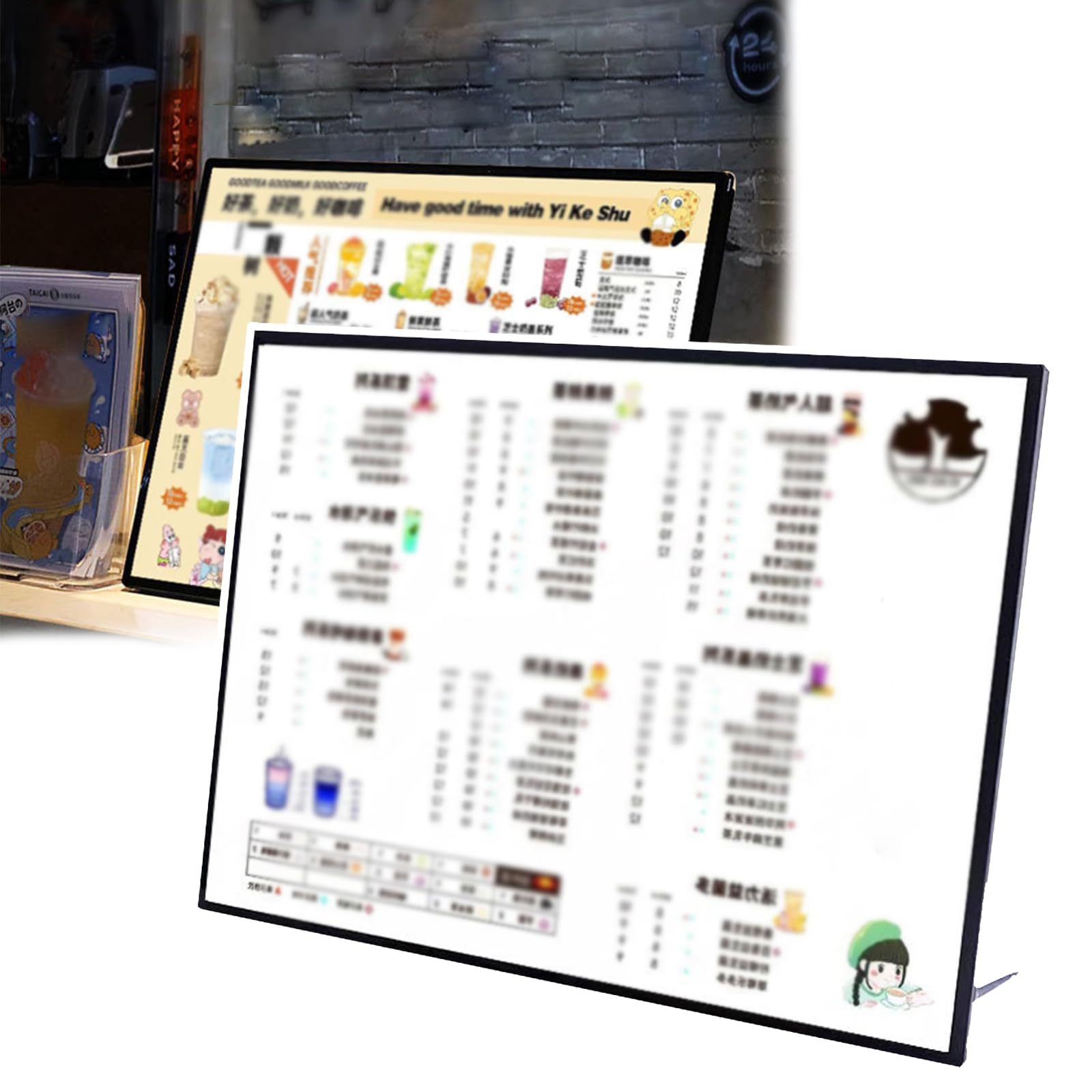 Pannello luminoso pubblicitario da tavolo, pannello espositivo a LED per menu, portacarte pubblicitario con cambio immagine + base regolabile, basso consumo energetico,22.5 * 30.5cm