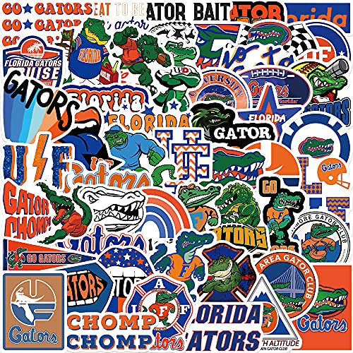 50PCS Florida Gator Stickers,Vinyl Colorful for Water Bottle Laptop Car Bumper Bike Luggage Stickers