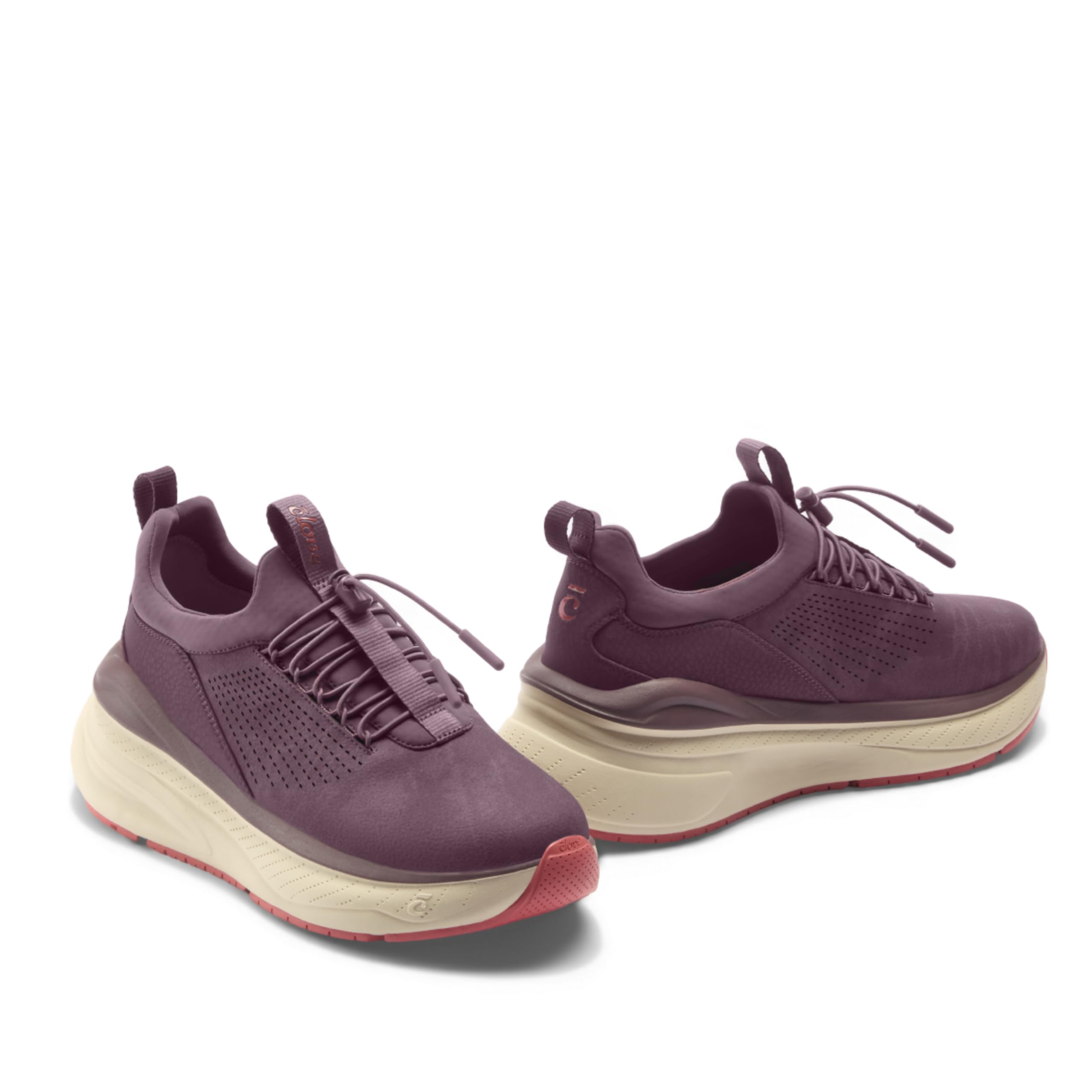 clove Forte Shoes for Doctors & Nurses, Fluid Resistant, Easy to Clean, Slip Resistant, Comfortable for 12+ Hour Standing Shifts, Elastic No-Tie Laces, Sneakers for Men & Women, Plum & Tan Color: 10 Women/8.5 Men