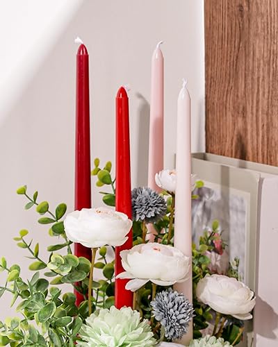Miniatura 4 de Viyffo Paquete de 4 velas cónicas rojas de 12 pulgadas, sin perfume, sin humo, largas y altas para candelabros, boda, decoración del hogar, cena
