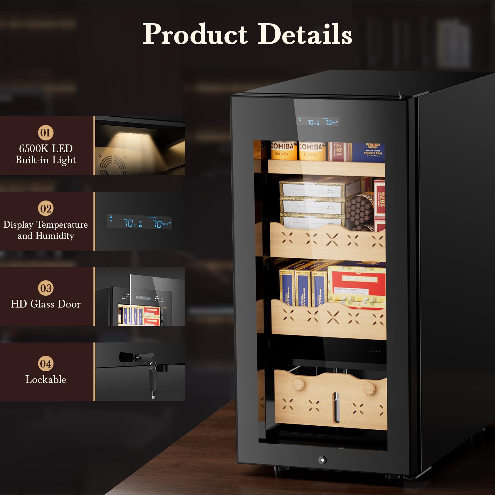 Lioncho 85l Intelligent Temperature & Humidity Adjustable Electronic Refrigerator Cabinet (700 Counts Capacity), Digital Lcd Display, Stainless Steel Lockable on Fridge.com - View 4