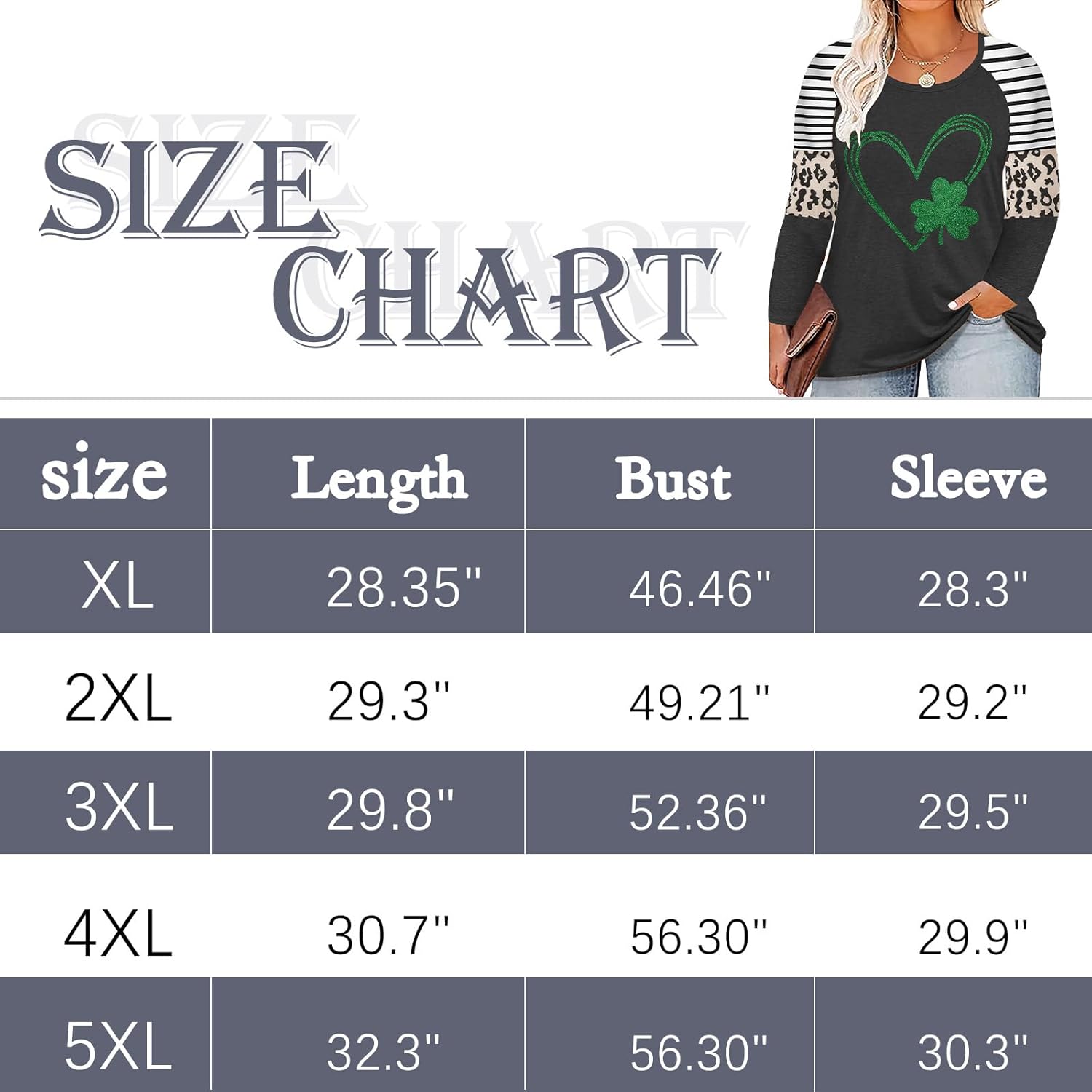 Women Plus Size St. Patrick's Day Shirt Lucky Shamrock Tees Green Heart Tshirt Irish Clover Tops - Image 2