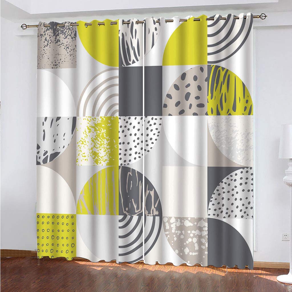 Maynuo Girls Curtains For Bedroom 3D Geometric Circular Printing Eyelet Top Curtain For 62X78inch Kids Window Treatments For Home Decoration Thermal