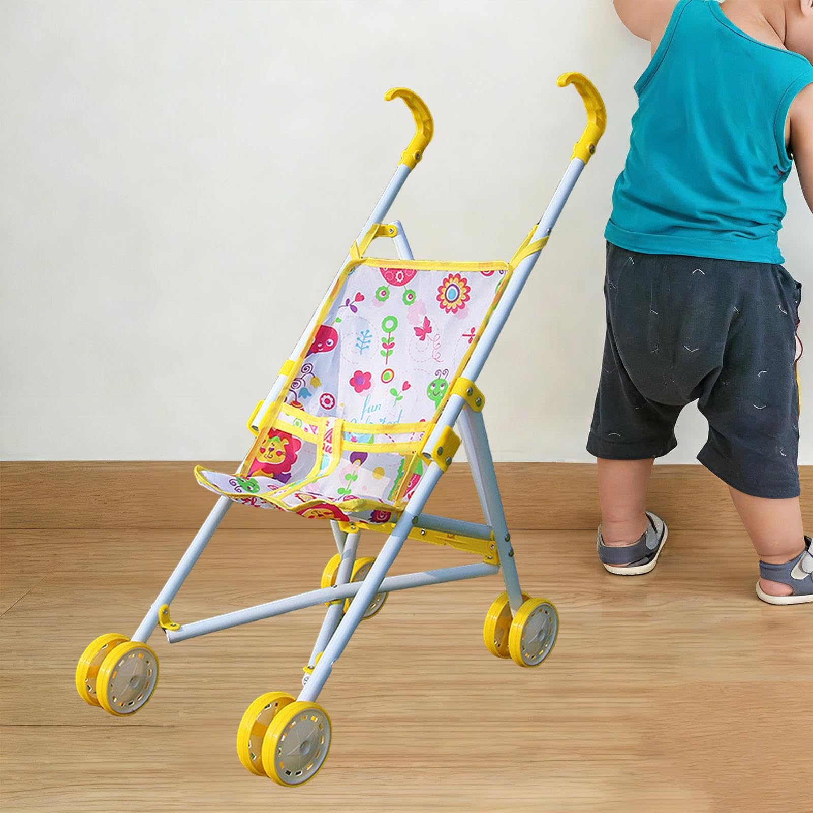 Sharplace Cochecito de muñecas para niños, Juguete de Cochecito de muñecas, Juego de rol para niños de 3 años, Amarillo