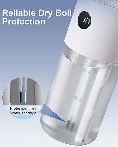 Miniatura 8 de 2025 Digital Display Car Humidifier, 3000mAh Portable Mini Rechargeable Humidifier for Car Travel Office Desktop Baby Kids Bedroom - Powerful Dual