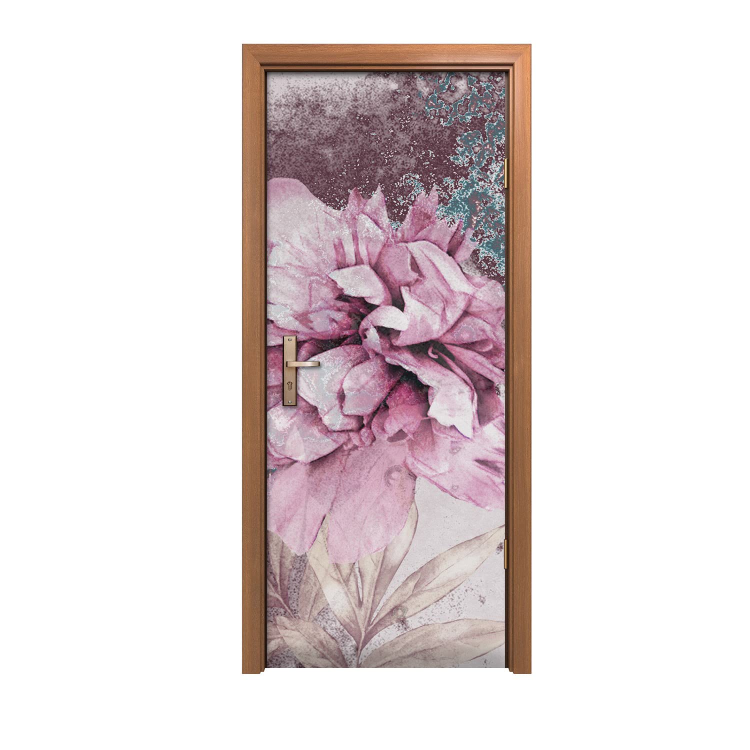 Autocollant de porte 90x200cm avec décoration murale plantes de fleurs et design d'intérieur