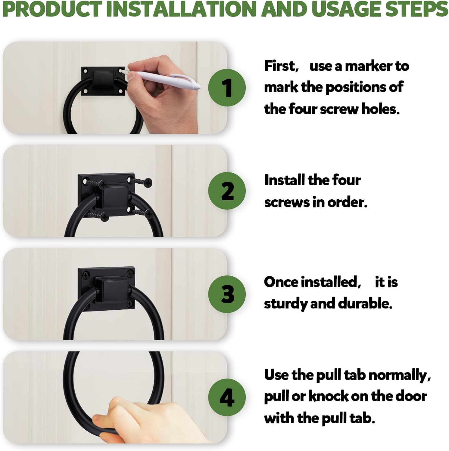 4個亜鉛合金フラッシュプルハンドル - vadania.jp 3個パック ブラック スライドバーンドアリングプル ネジ付き 亜鉛合金ドアプルハンドル アウトドアリングゲートハンドルハードウェア