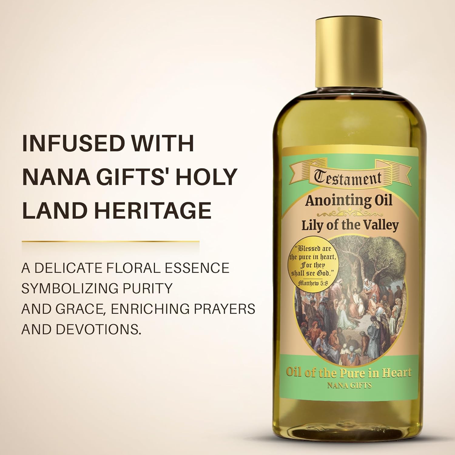 Nana Gifts Testament Anointing Oil, Lily of the Valley, Oil of the Pure in Heart, Excellent value large bottle size 8.45 fl.oz | 250 ml