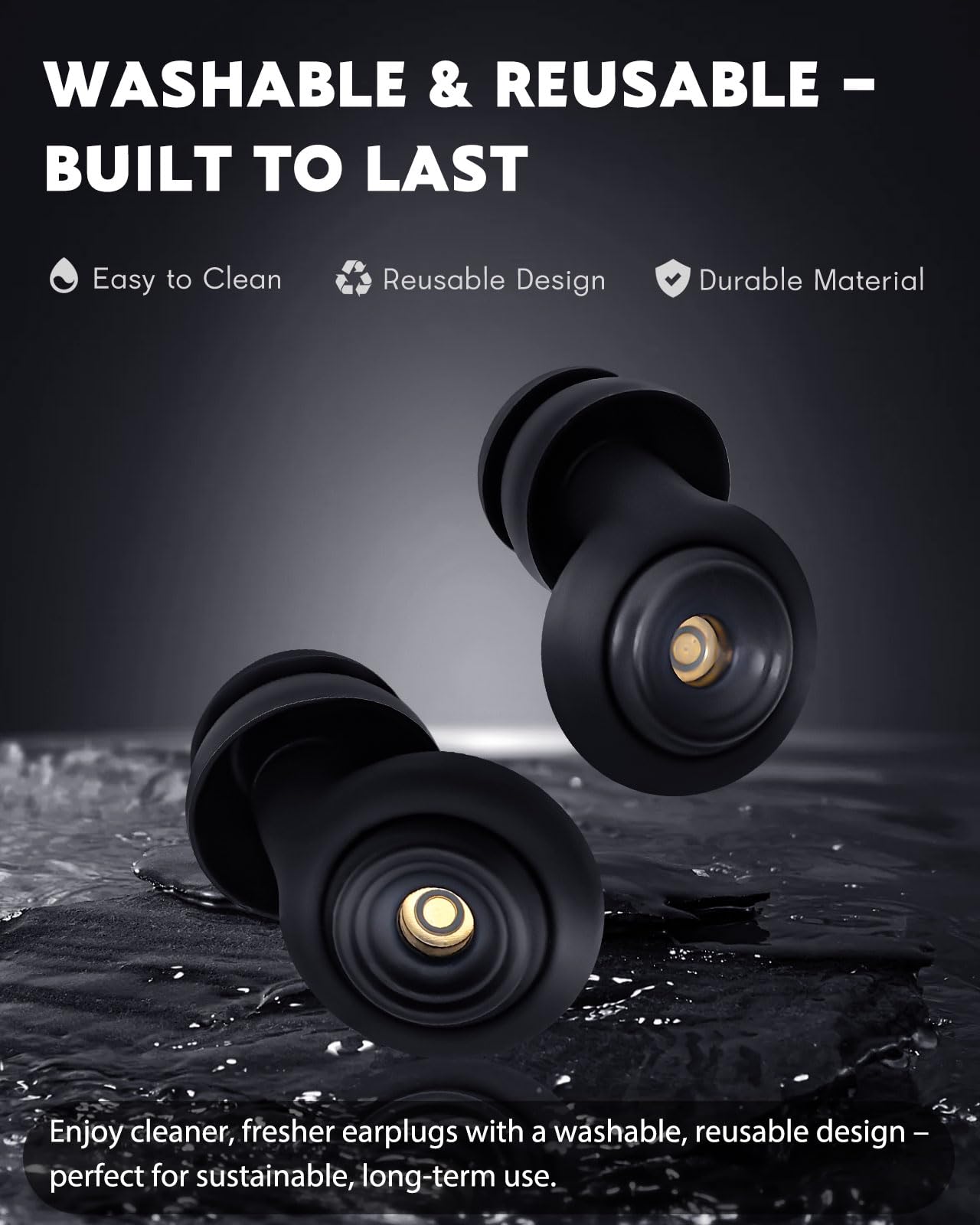 Tapones para los oídos con cancelación de ruido de 50 dB, reutilizables y lavables, tapones para los oídos de ajuste cómodo con aislamiento de sonido superior y protección auditiva para dormir,