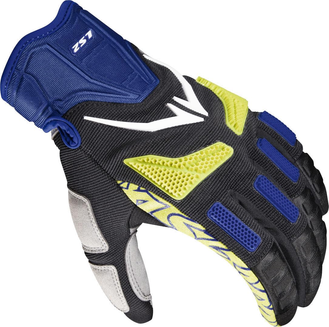 LS2 Ravin Motorrad Handschuhe, schwarz/grau/blau, XL | Atmungsaktiv