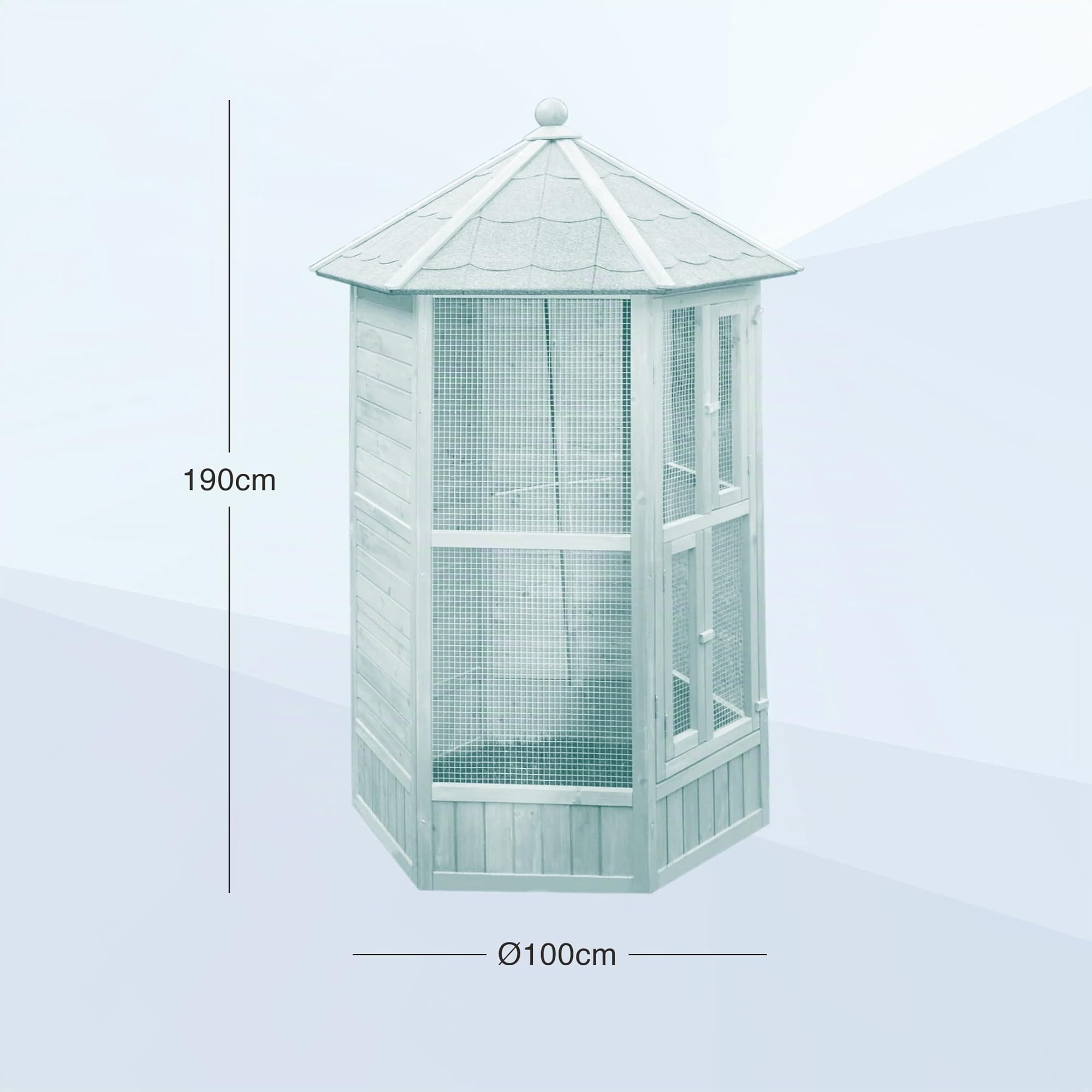 Voladera para Pájaros de Jardín - Pajarera Exterior (Canarios, periquitos, etc.) - Voladero Hexagonal en Madera