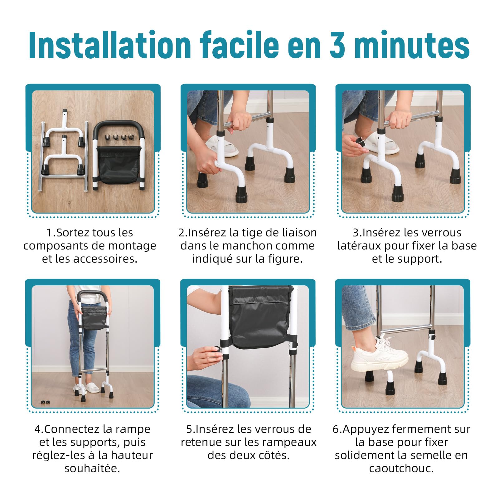 Aide au redressement des personnes âgées - Aide au lever du lit, des toilettes, du sol et du canapé - Aide à la stabilité