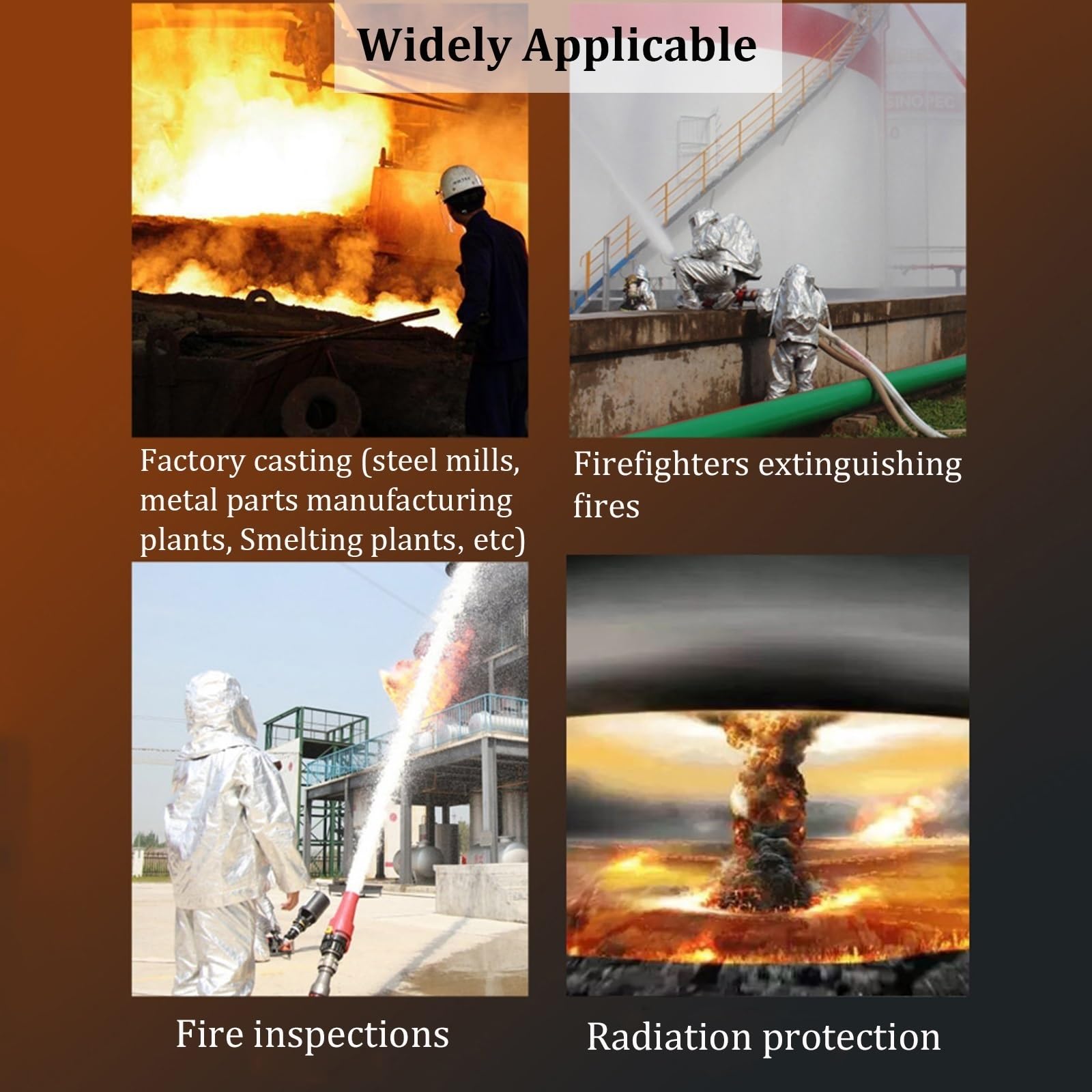 Hitzeschutzanzug bis 1000℃, Anzug aus Aluminiumfolien-Verbundmaterial, feuerfester Hitzeschutzanzug, 180° weites Sichtfeld, für Feuerwehr, Metallurgie, Industrie und Gewerbe