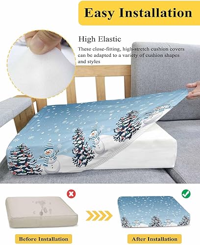 Miniatura 20 de Fundas de cojín para sofá de Navidad con diseño de muñeco de nieve rojo, funda elástica para sofá con parte inferior elástica, fundas de sofá