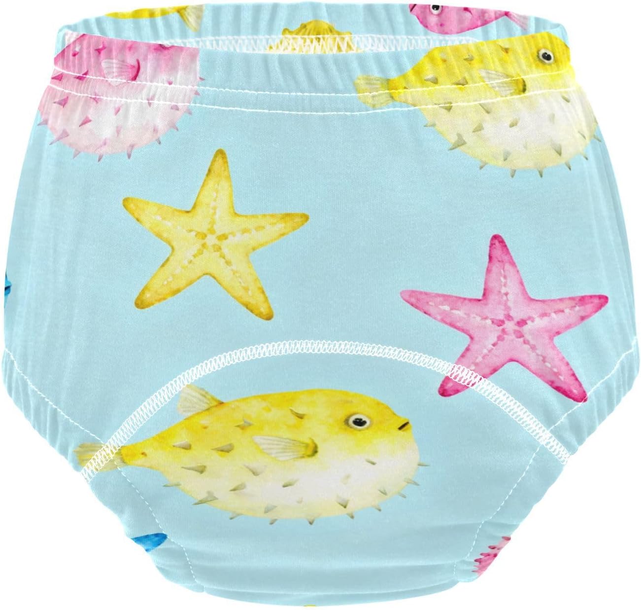 Baby Potty Training Toilet Pants Leakproof Colorful Blue globefishes Underwater Boxer Briefs Potty Training