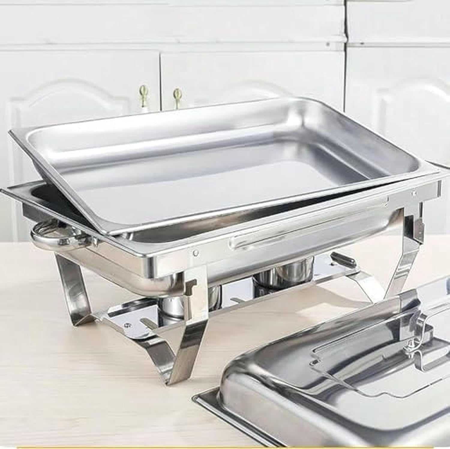 Buffet Server Piatti di Servizio, Chafing Dish Catering Buffet Set, Set da 9 Litri-Buffet Servers E Scaldabagni, per Party, Feste, Matrimoni, Banchetti, Argento