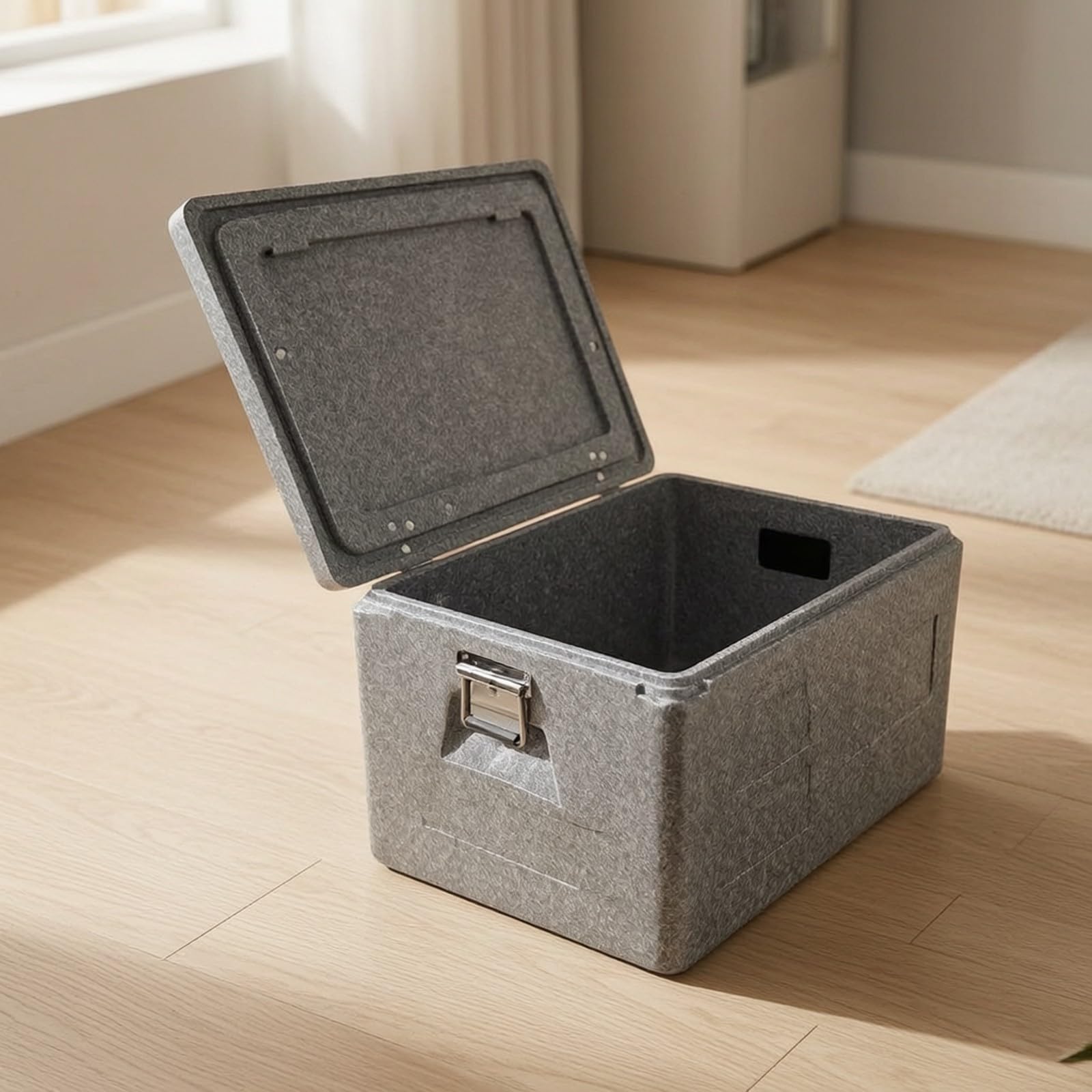 Contenedor Aislado con Tapa | Gran Capacidad, Resistente, Nevera Portátil, para actividas Al Libre, Gris, 108L