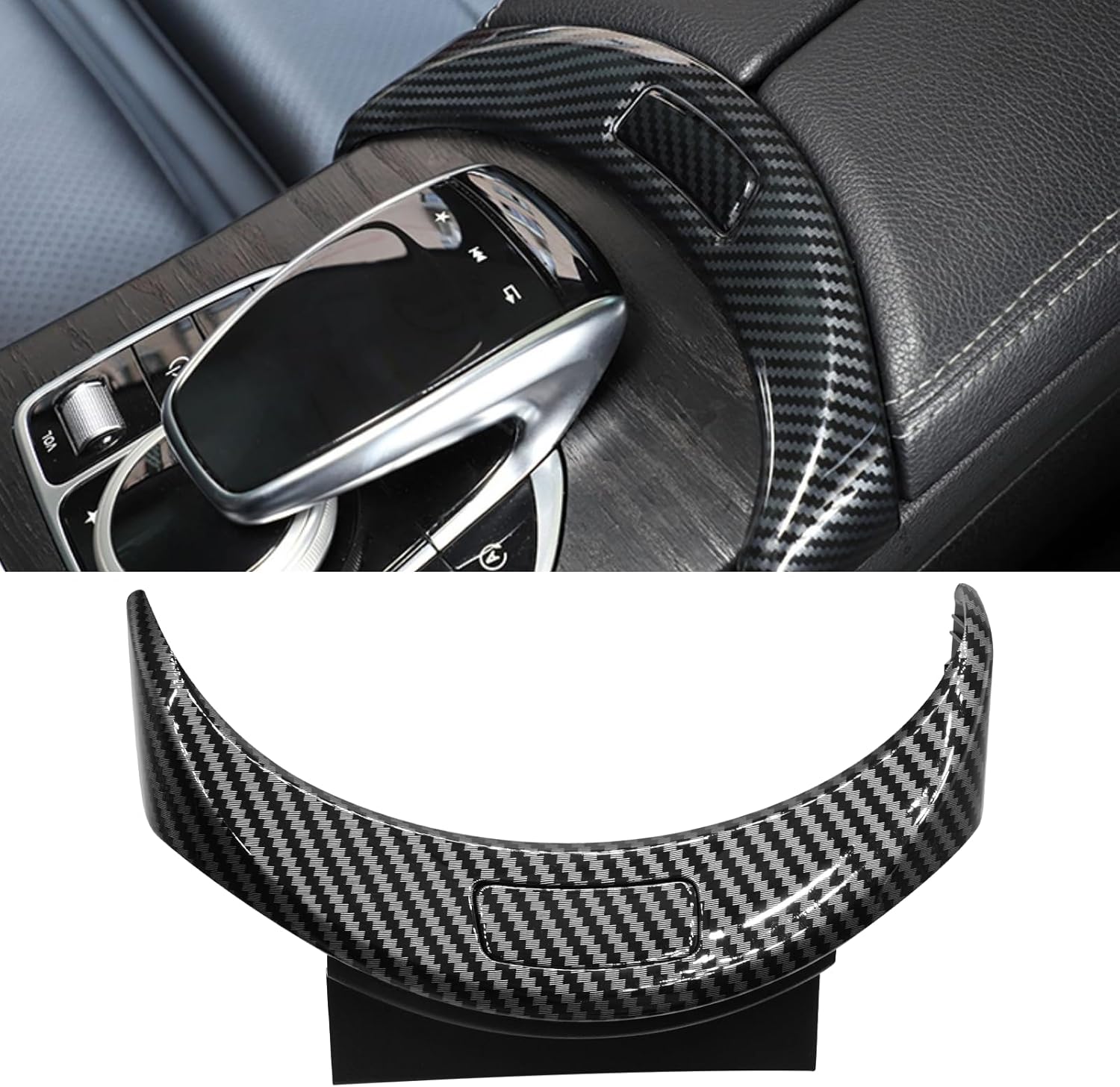 TTCR-II Compatible with Mercedes Console Release Switch, for W205 Center Console Trim C Class 2015-2021 and W253 Center Armrest Button Switch 2016-2022 (7.87-Inch Inner Width, Not Real Carbon)