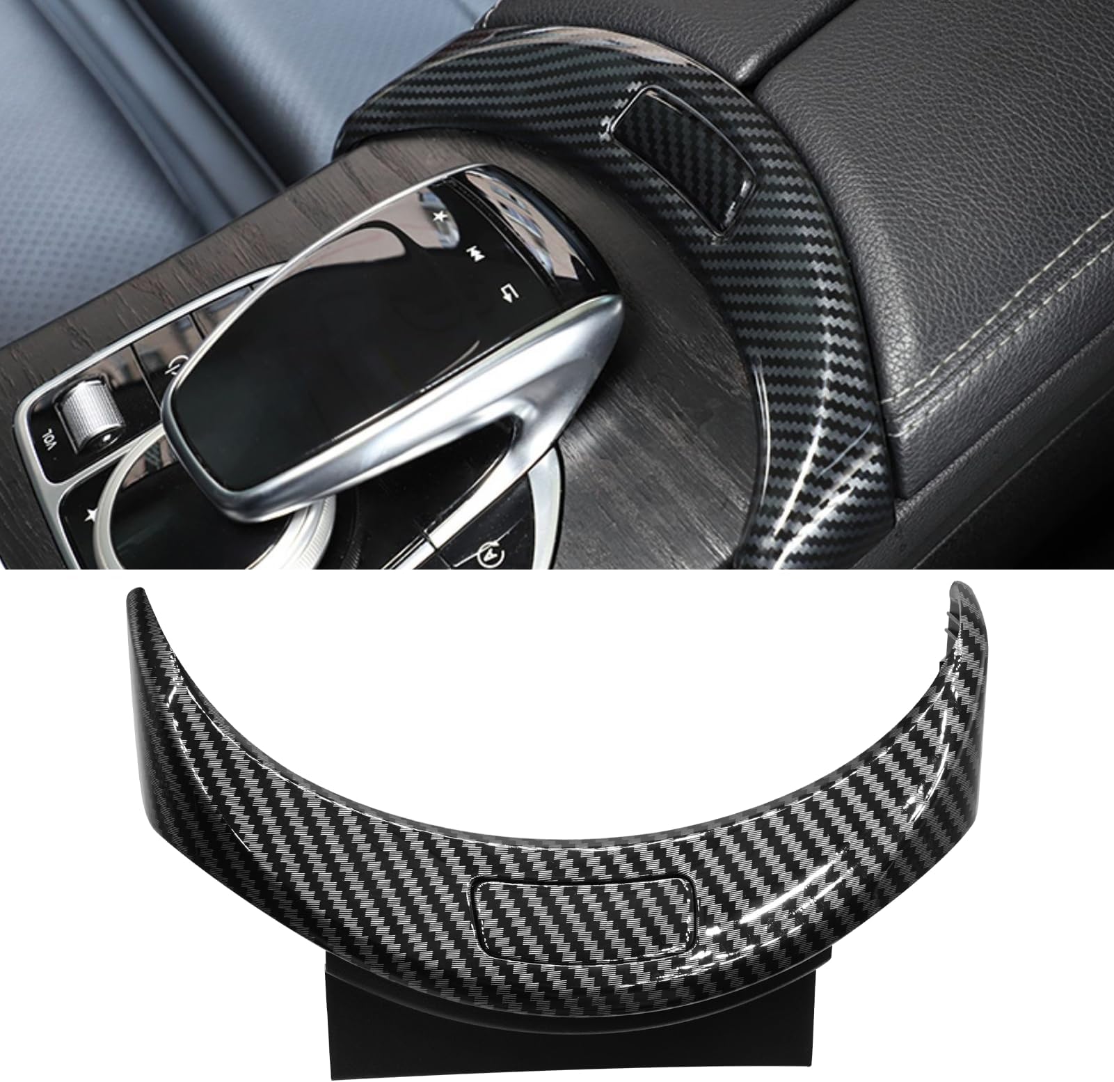 TTCR-II Compatible with Mercedes Console Release Switch, for W205 Center Console Trim C Class 2015-2021 and W253 Center Armrest Button Switch 2016-2022 (7.87-Inch Inner Width, Not Real Carbon)
