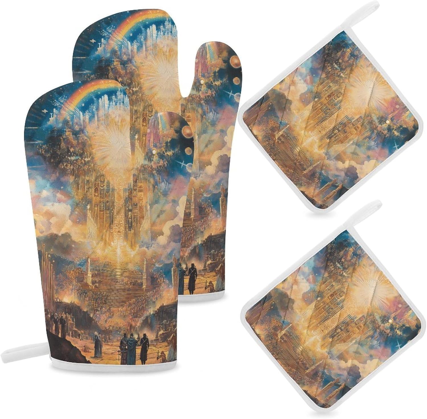 Esotericism from Darkness to Light Oven Mitts and Pot Holders 4Pcs Set Heat Resistant Cooking Mitts Hot Pads