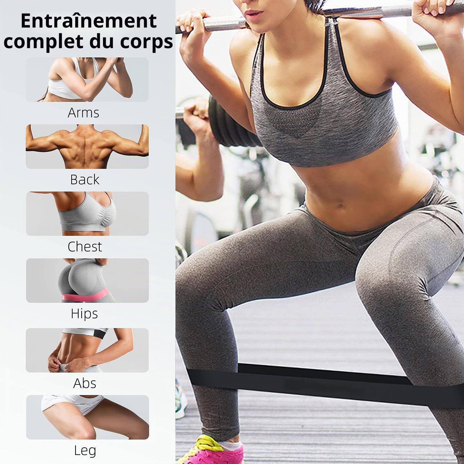 Lot De 5 Bandes élastiques De Musculation – Résistances De 5 à 40 Lbs, En Silicone, Pour Yoga, Pilates, Rééducation