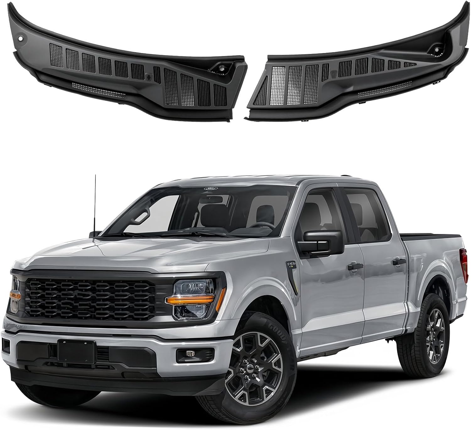 iKer Front Windshield Wiper Cowl Grille Compatible with Ford F150 2021 2022 2023 2024, Replaces OE# ML3Z-15022A68-AB, ML3Z-15022A68-AA, ML34-1502222-AG5YZ9