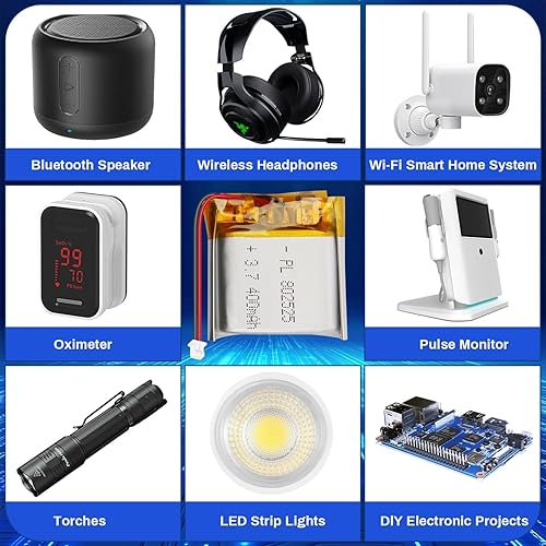 Miniatura 5 de Batería de polímero de litio 3.7V 400mAh 802525 Lipo Batería recargable con cable Molex 0.049 in Conector para altavoz, rastreador GPS, dispositivo