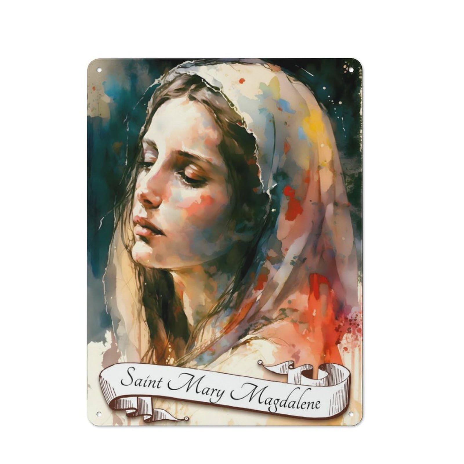 Junmoney Saint Mary Magdalene Vintage Tin Sign 40X30cm With For Guest Room Or Hallway, For Themed Room Decoration, For Vintage Wall Decor Fans