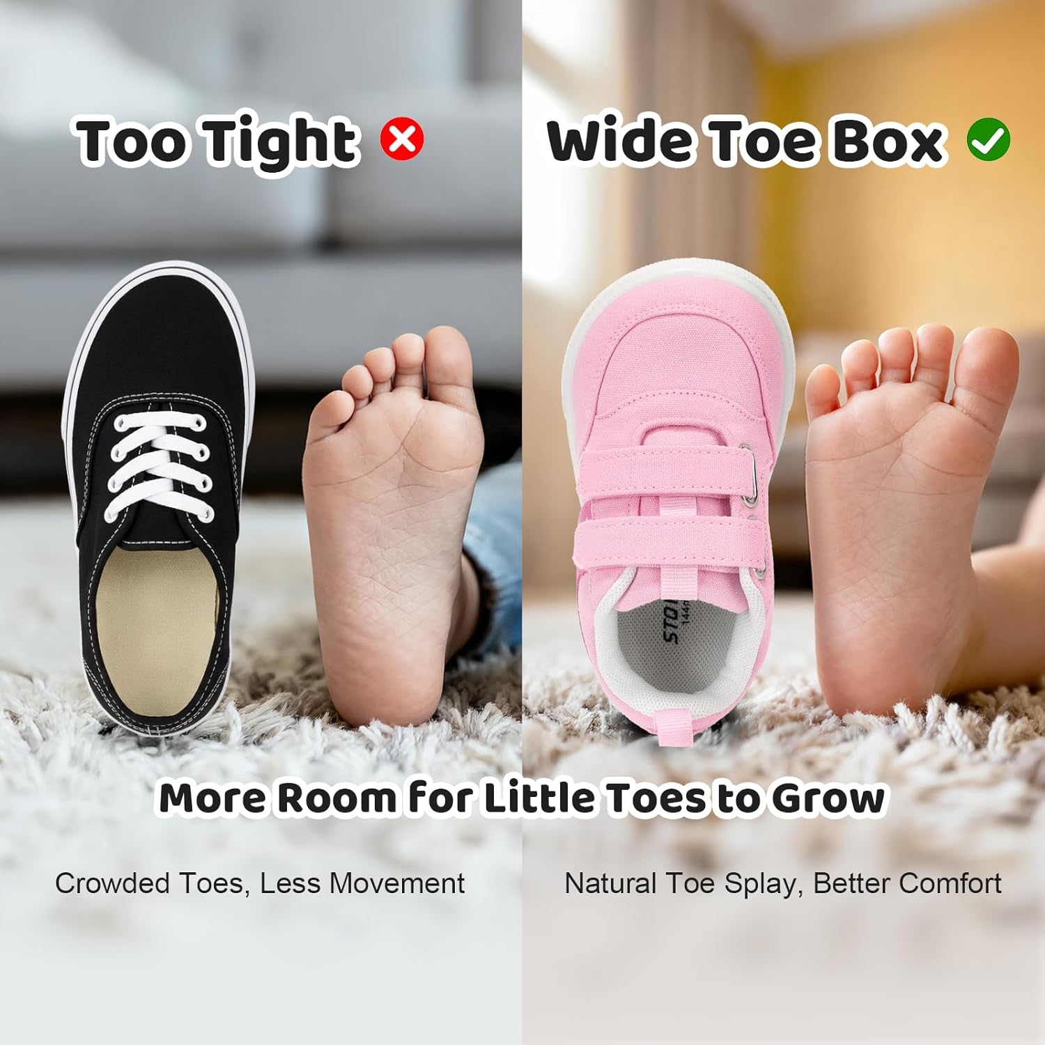 STQ KIDS Toddler Classic Retro Wide Toe Box Sneakers Boys Girls Walking Tennis Shoes Comfort First Walking Shoe Activities