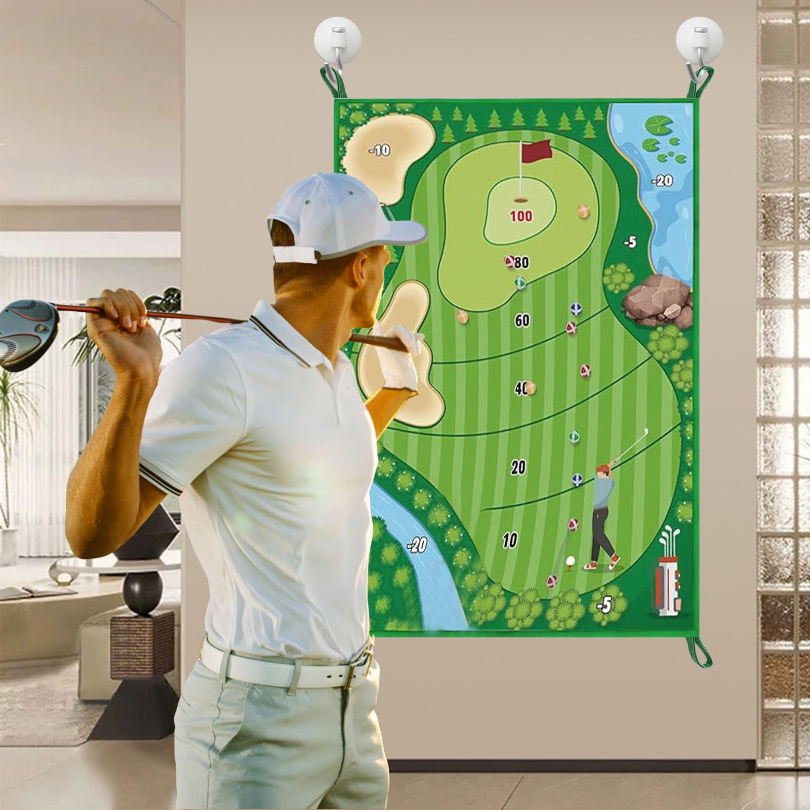 Tapis d'Entraînement de Golf - Matten d'entraînement de Golf, Kit Complet avec Tapis Golf, 16 Balles, Tapis de Frappe et Accessoires, Idéal pour Entraînement Intérieur, Extérieur, et Jardin