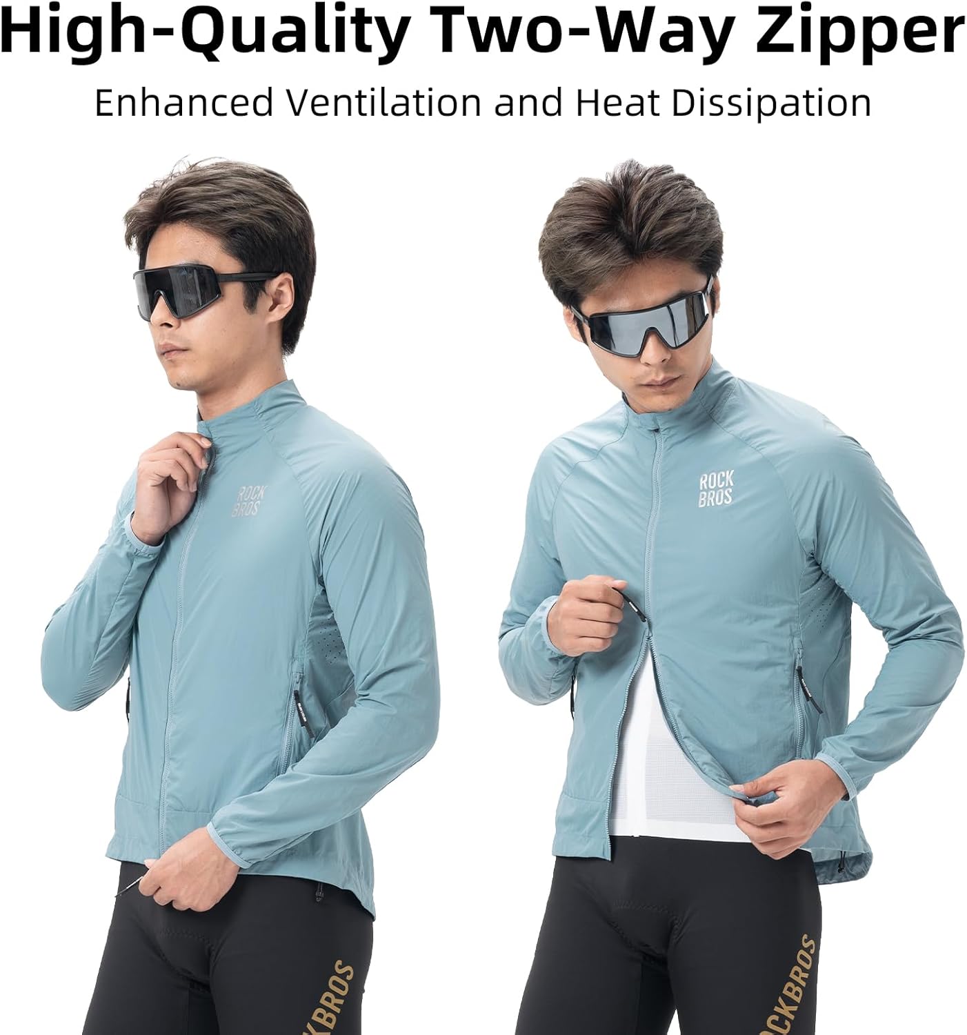 ROCKBROS Cycling Jackets for Men Breathable Cooling Lightweight Long Sleeve Cycling Jersey Running Cycling Windbreaker - Image 8