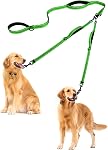 PetBonus Double laisse pour chien, Pas de double laisse en angle, Plomb d'entraînement réfléchissant, 4 Poignées rembourrées confortables pour 2 Chiens avec bol collapsible et sacs à déchets (Turquoise, Grand)
