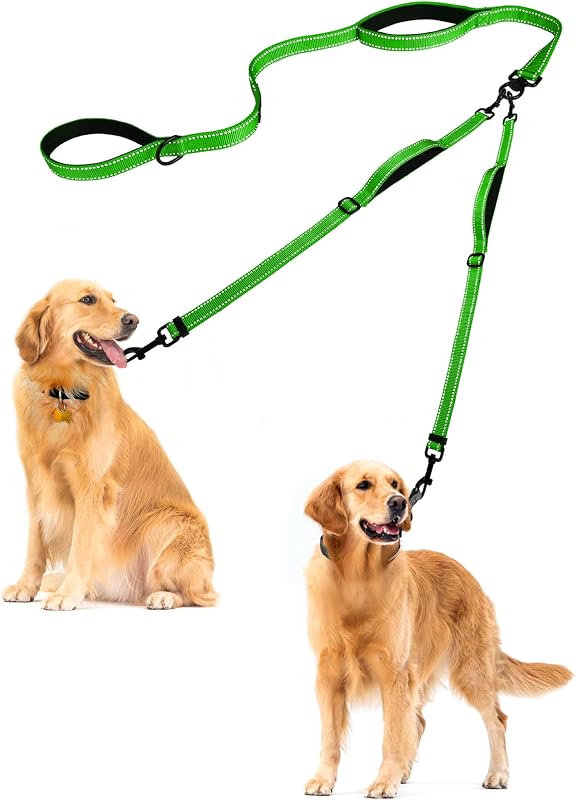 Guia Dupla para Cães PetBonus com Giro 360°, Alças Acolchoadas e Regulagem de 74 a 97 cm