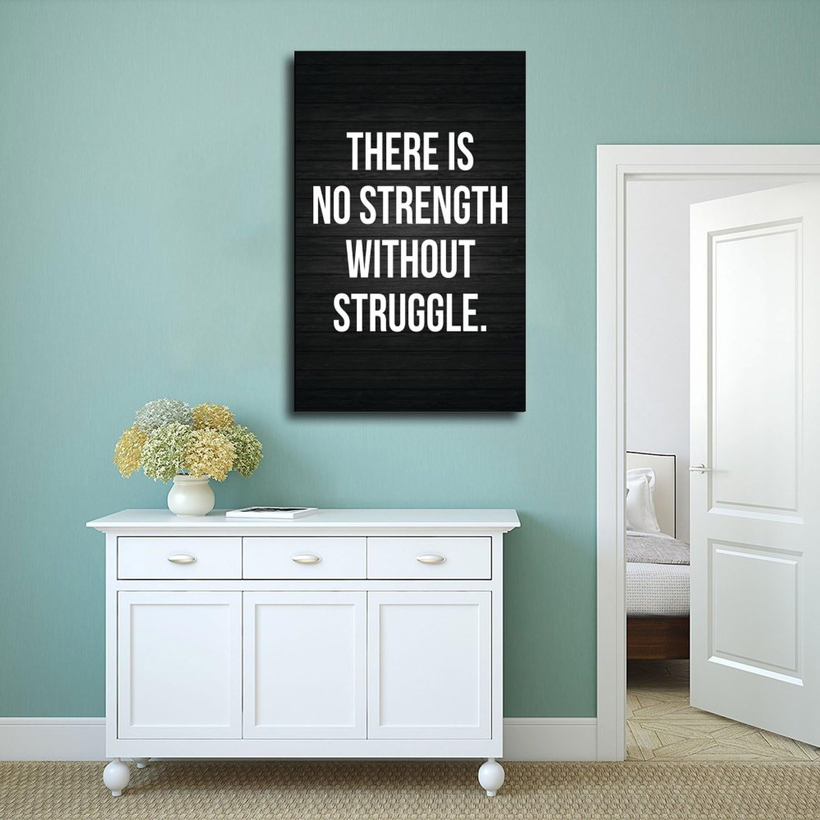 Póster motivacional de fuerza sin lucha, impresión moderna con cita de ejercicio de fitness, arte de pared para gimnasio, hogar, estudio, oficina, decoración de 50 x 75 cm